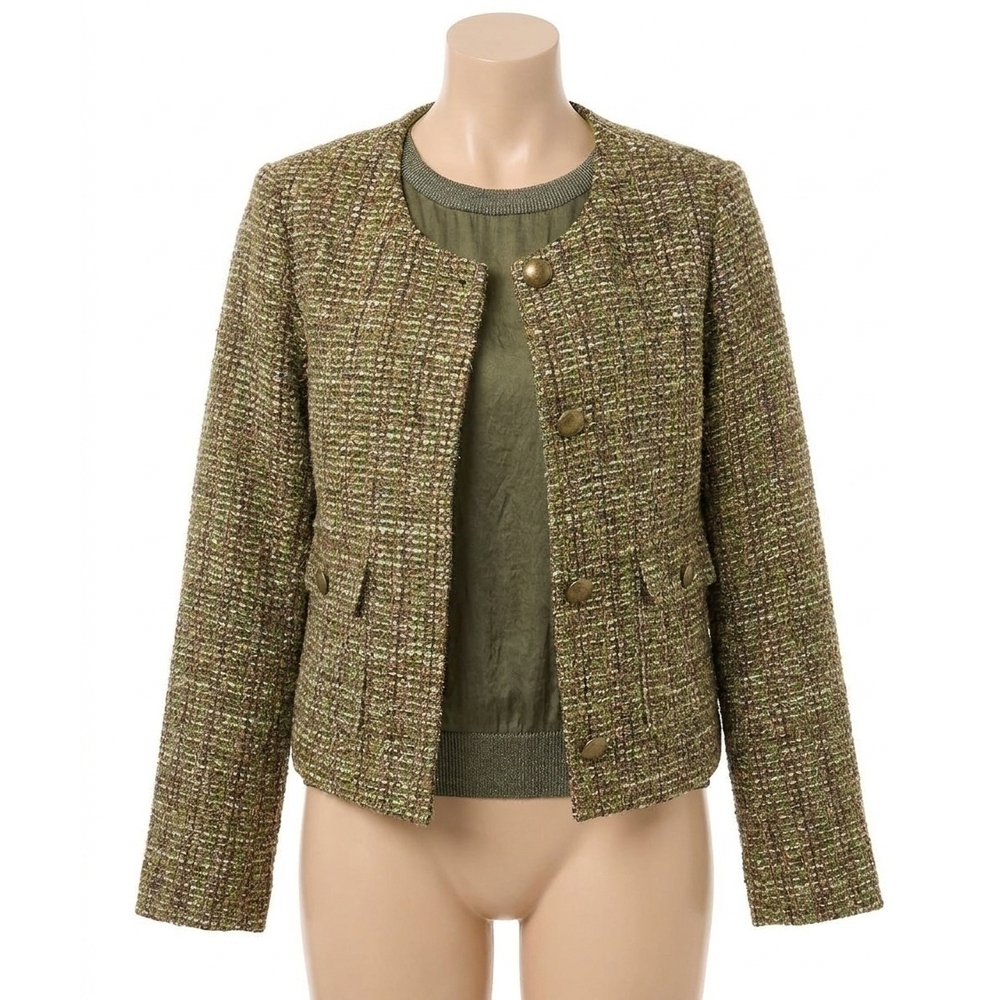 NEW ESQUALO tweed blazer in moss green